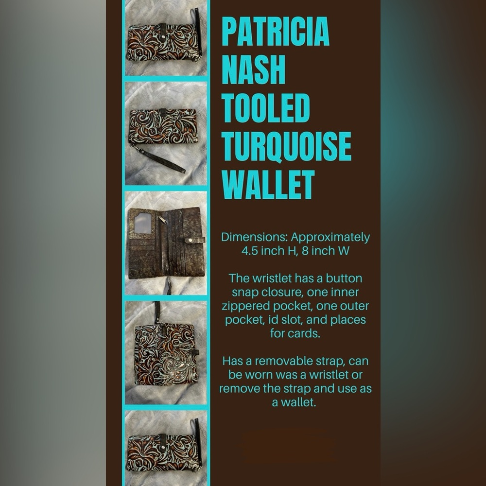 PATRICIA NASH TOOKED TURQUOISE WALLET